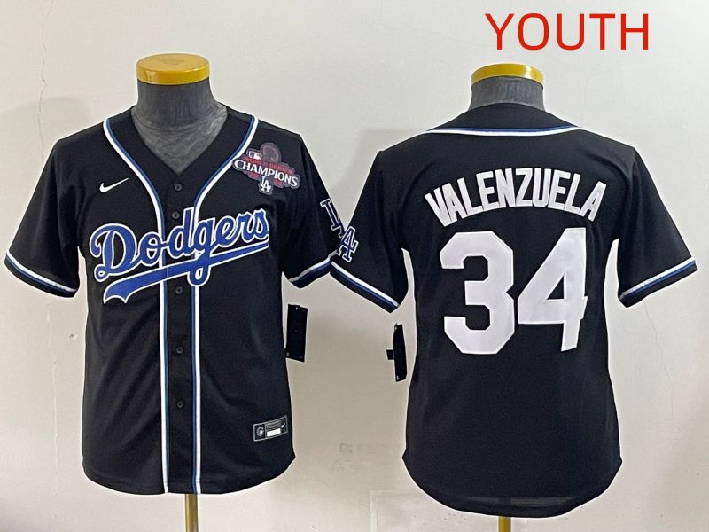 Youth 2025 Los Angeles Dodgers #34 Valenzuela Black Three generations Fashion Nike MLB Jersey style 9